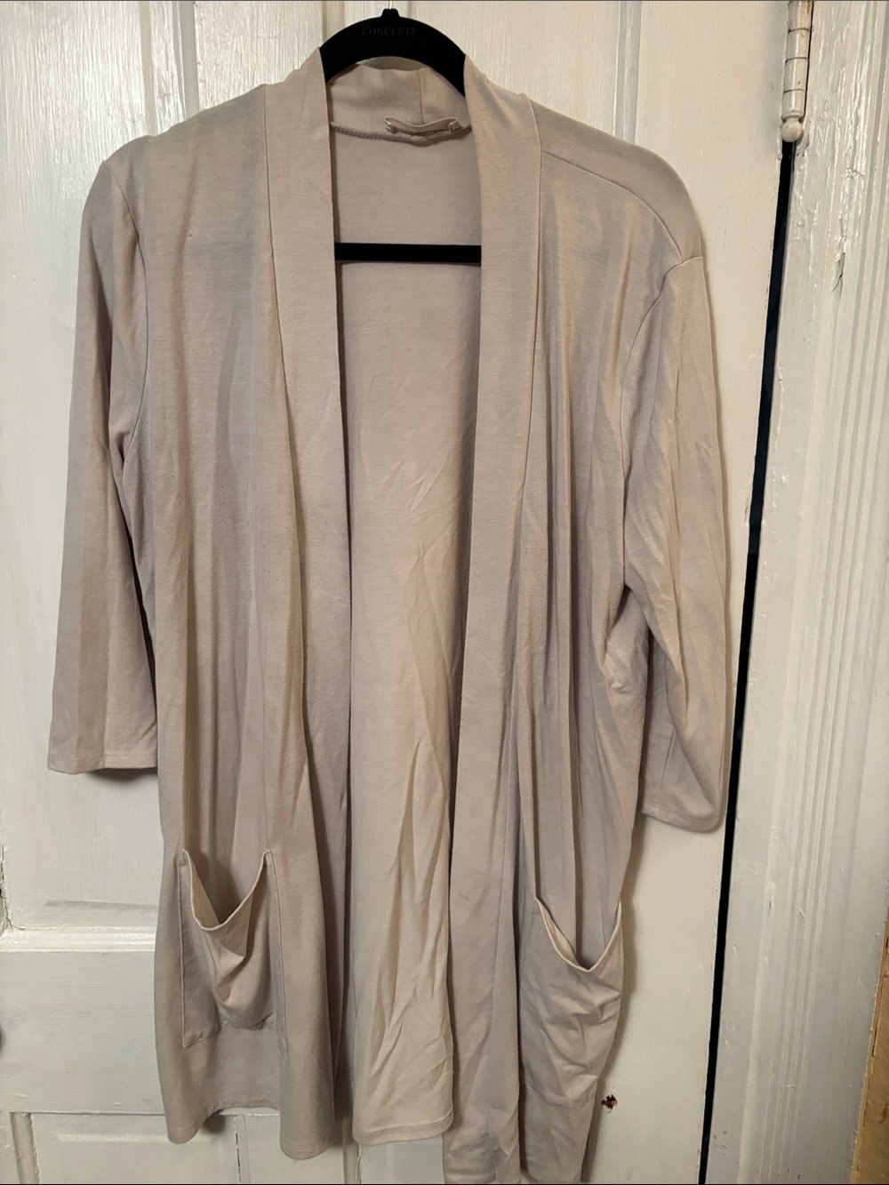 Open-Front Light Beige Women’s Cardigan with Pockets